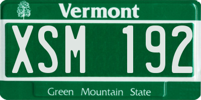 VT license plate XSM192