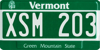 VT license plate XSM203