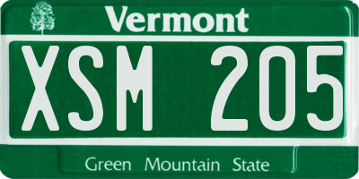 VT license plate XSM205