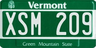 VT license plate XSM209