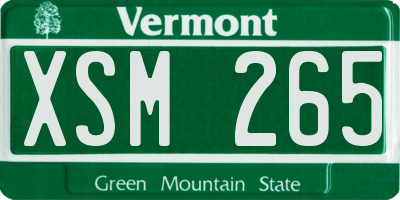 VT license plate XSM265