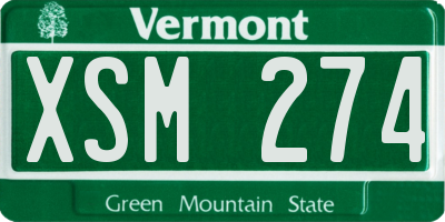 VT license plate XSM274