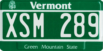 VT license plate XSM289