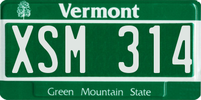 VT license plate XSM314