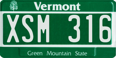 VT license plate XSM316