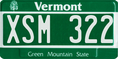 VT license plate XSM322