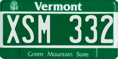 VT license plate XSM332
