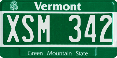 VT license plate XSM342