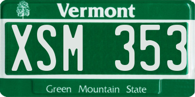 VT license plate XSM353