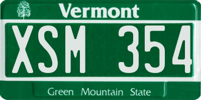 VT license plate XSM354