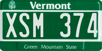 VT license plate XSM374