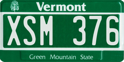 VT license plate XSM376