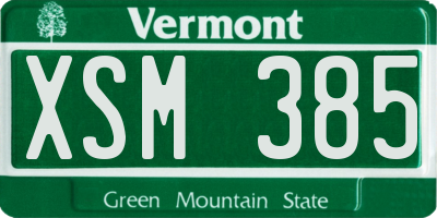 VT license plate XSM385