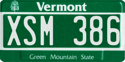 VT license plate XSM386