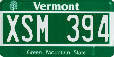 VT license plate XSM394