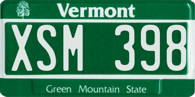 VT license plate XSM398