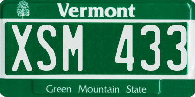 VT license plate XSM433