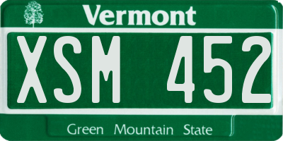 VT license plate XSM452