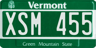 VT license plate XSM455