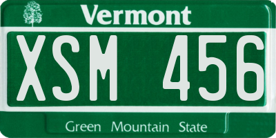 VT license plate XSM456