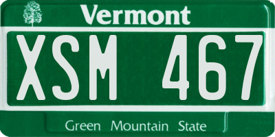 VT license plate XSM467