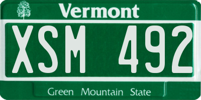 VT license plate XSM492