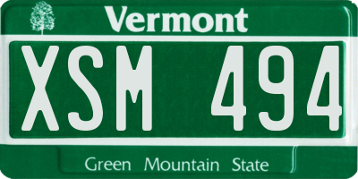 VT license plate XSM494