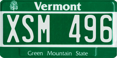 VT license plate XSM496
