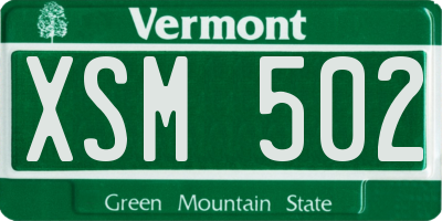 VT license plate XSM502