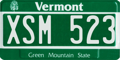 VT license plate XSM523
