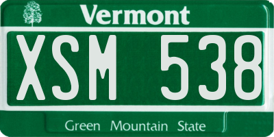 VT license plate XSM538