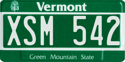 VT license plate XSM542