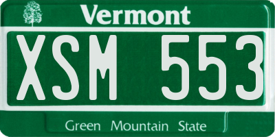 VT license plate XSM553