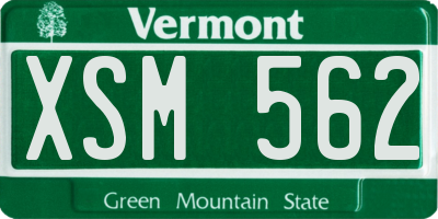 VT license plate XSM562