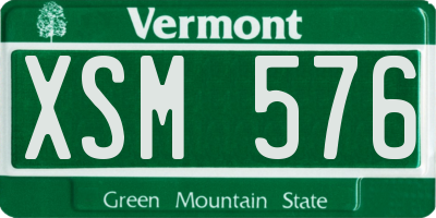 VT license plate XSM576