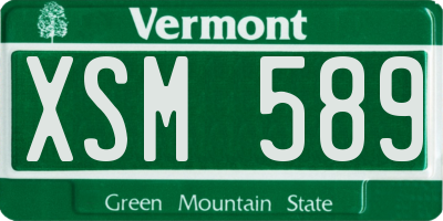 VT license plate XSM589