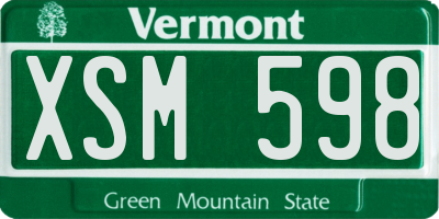 VT license plate XSM598