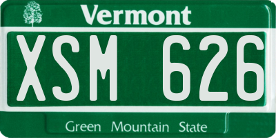 VT license plate XSM626