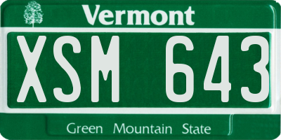 VT license plate XSM643