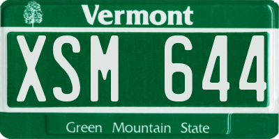 VT license plate XSM644