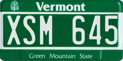 VT license plate XSM645