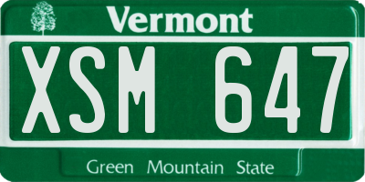 VT license plate XSM647