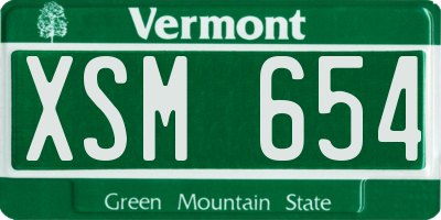 VT license plate XSM654