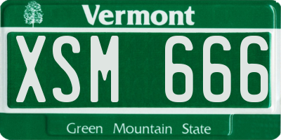 VT license plate XSM666