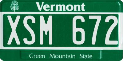 VT license plate XSM672