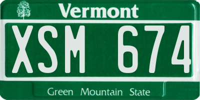VT license plate XSM674