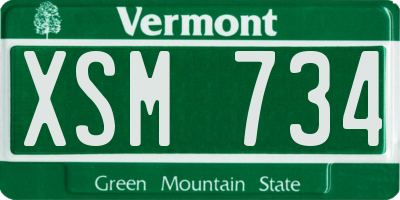 VT license plate XSM734