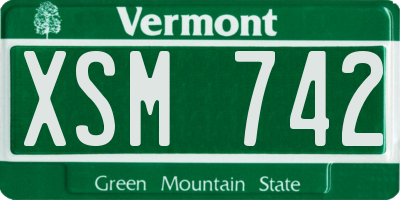 VT license plate XSM742
