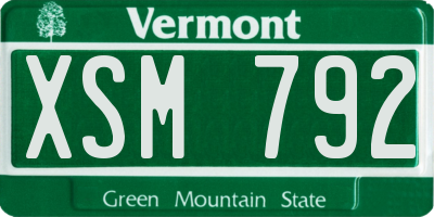 VT license plate XSM792