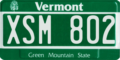 VT license plate XSM802